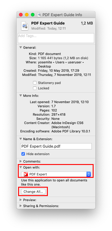 Set the default PDF reader on Mac