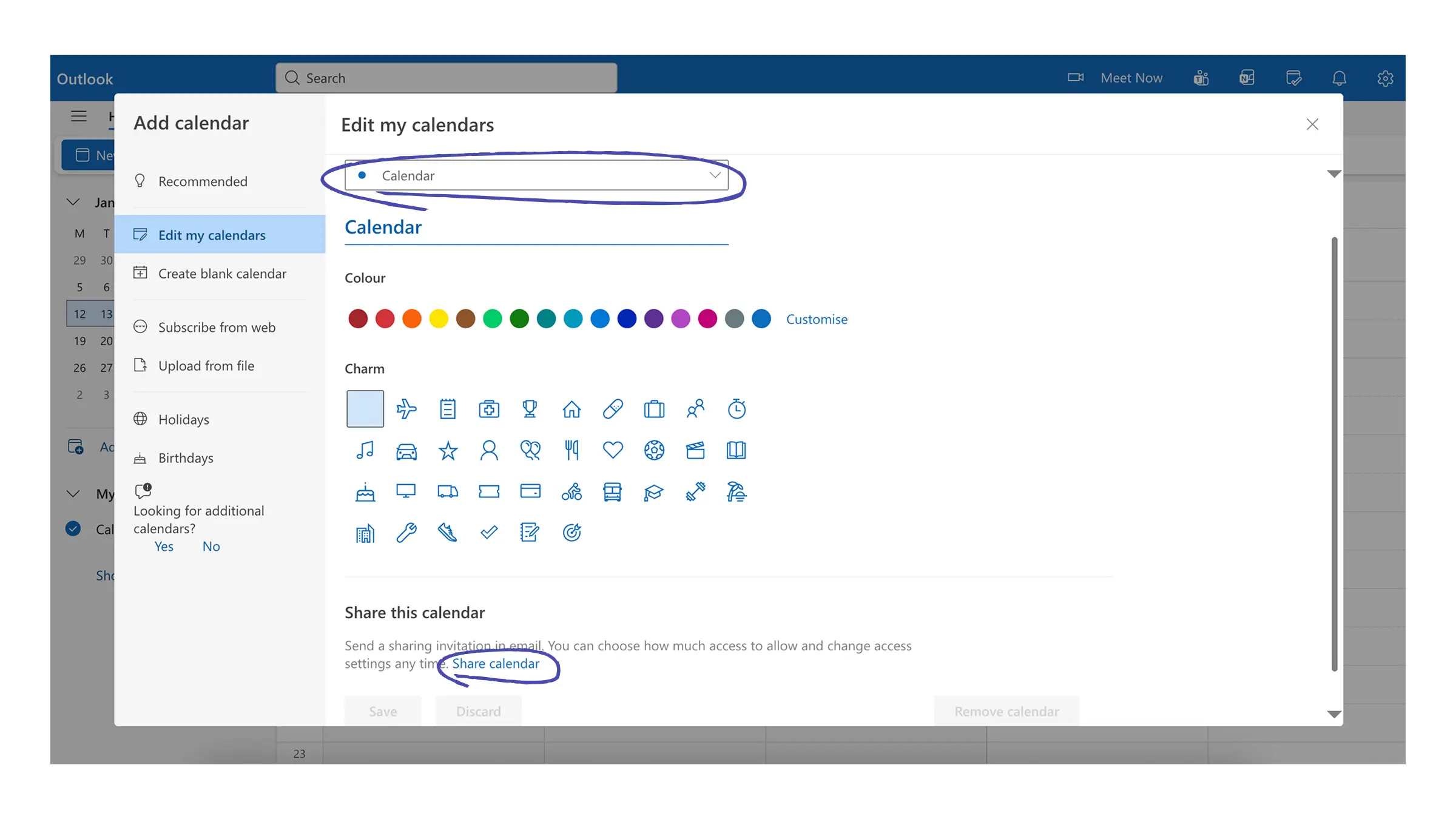 Share Outlook calendar with Readdle's app.