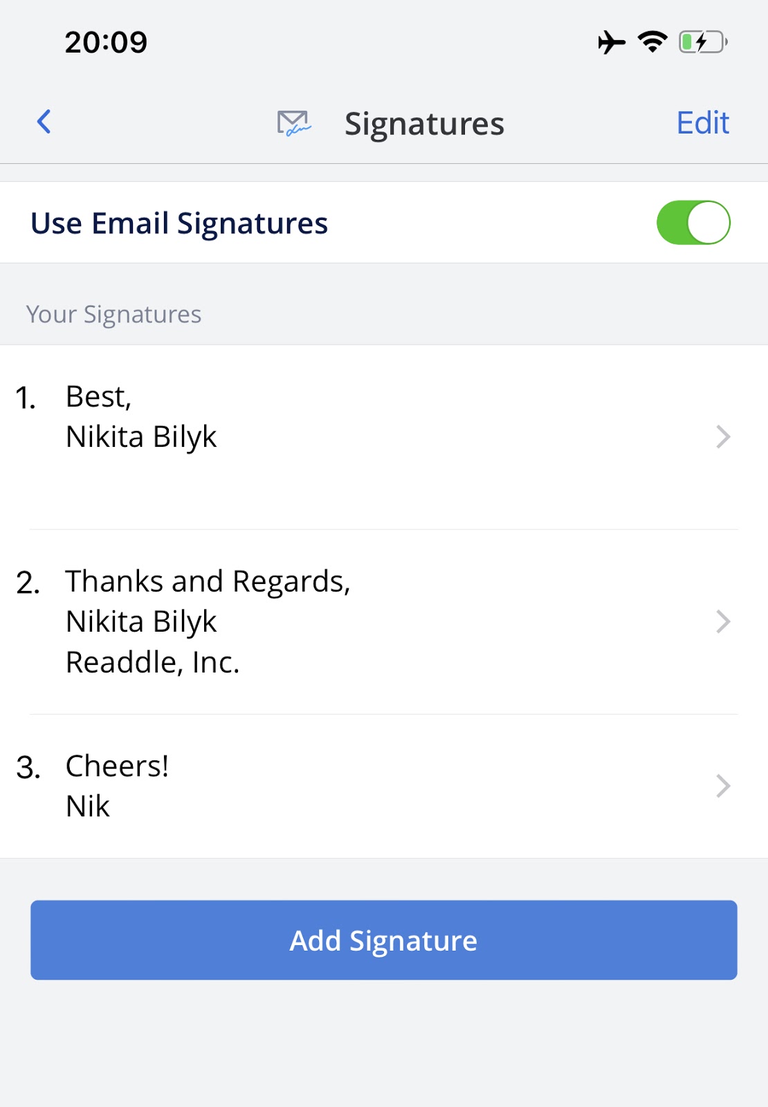 how to add signature in apple mail ipad